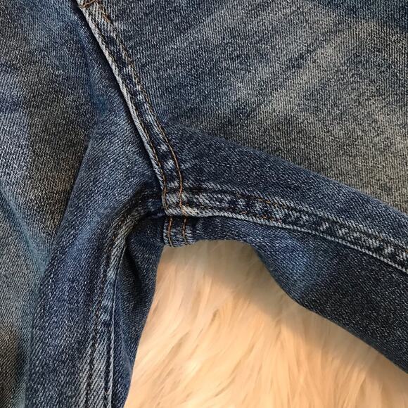 We The Free People High Waist Slim Ripped Stretch Ankle Cropped blue jeans 27 - Picture 10 of 14